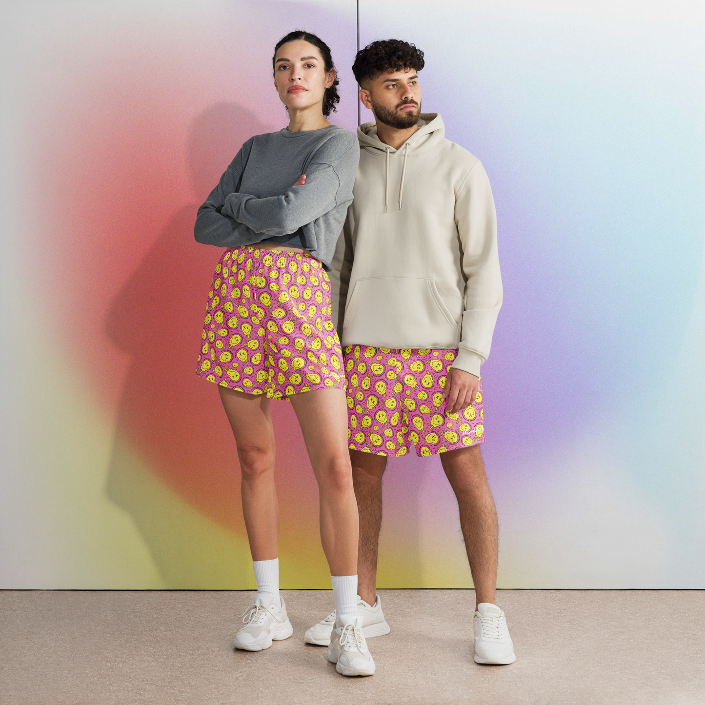 "HAPPY MOOD" Moody Shorts - pink&yellow