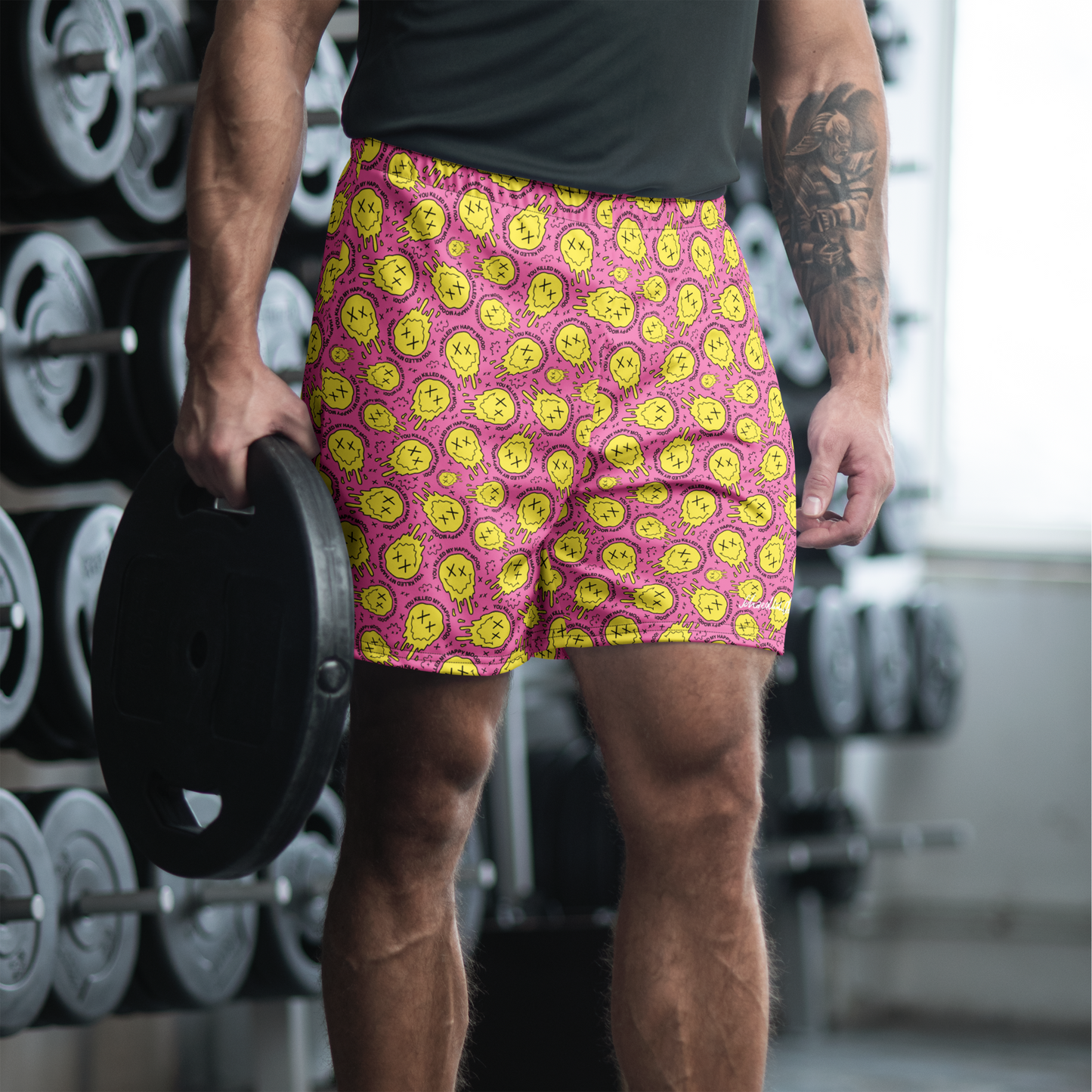 "HAPPY MOOD" Moody Shorts - pink&yellow
