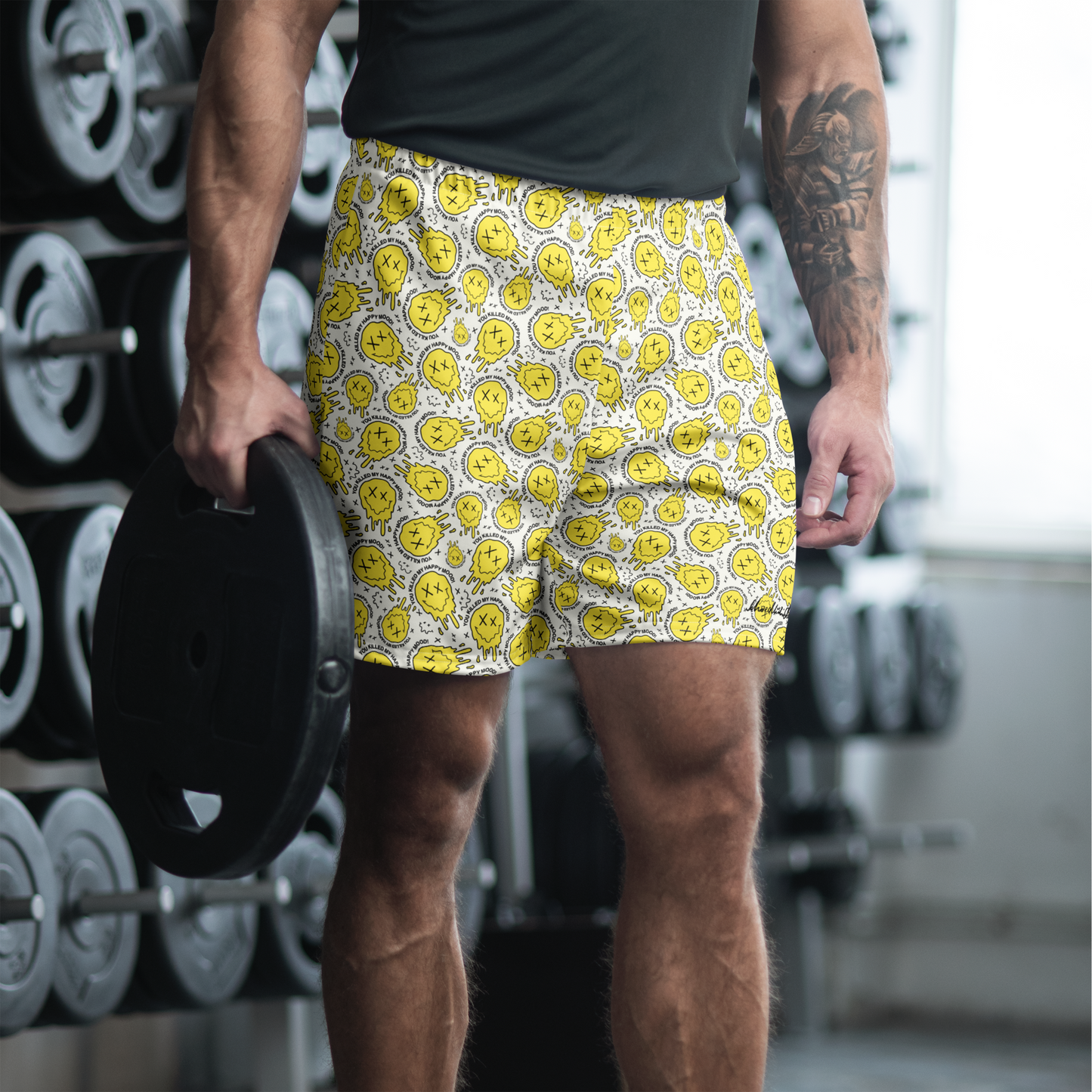 "HAPPY MOOD" Moody Shorts - white&yellow