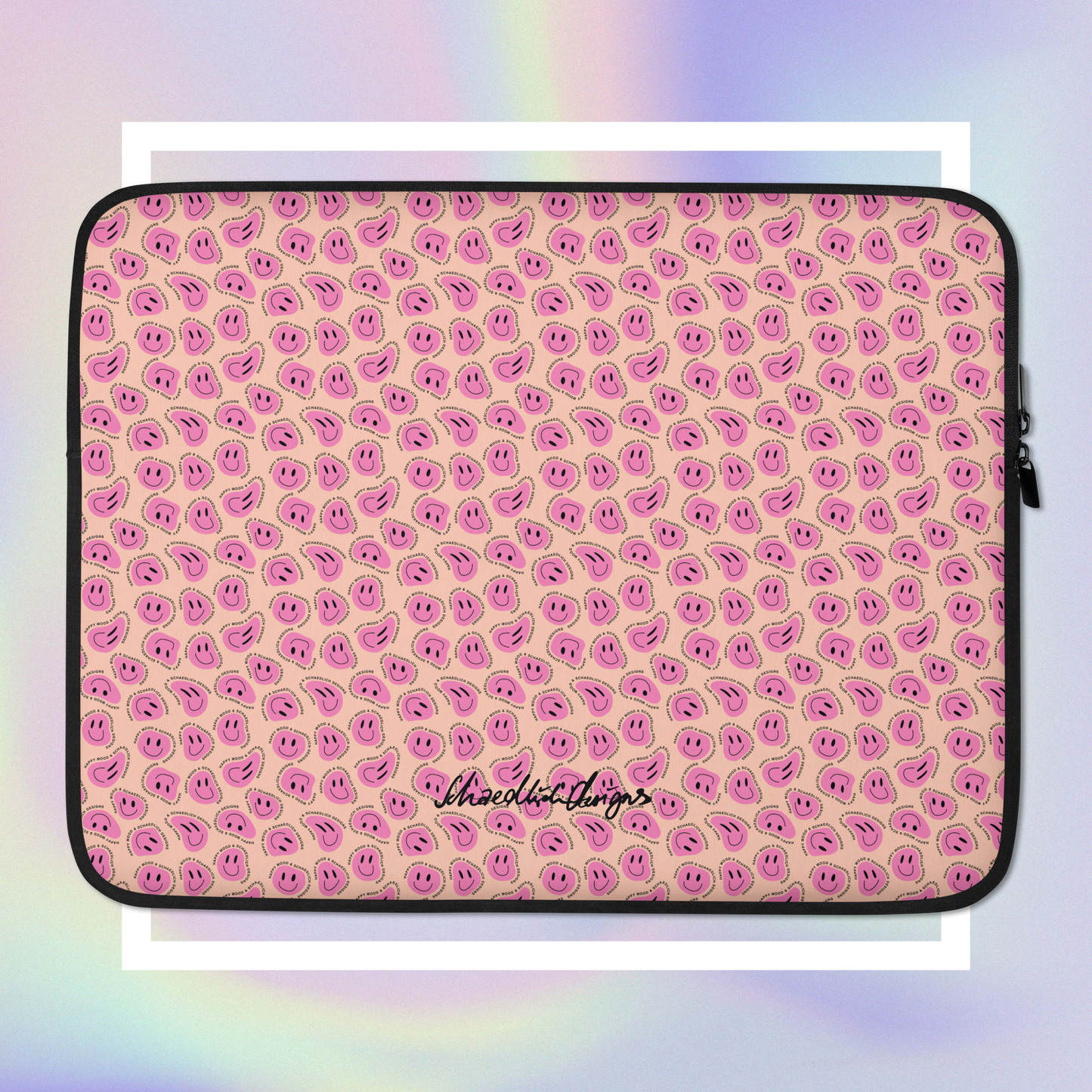 "HAPPY MOOD" Laptop/Tablet-Tasche - peachy/pink