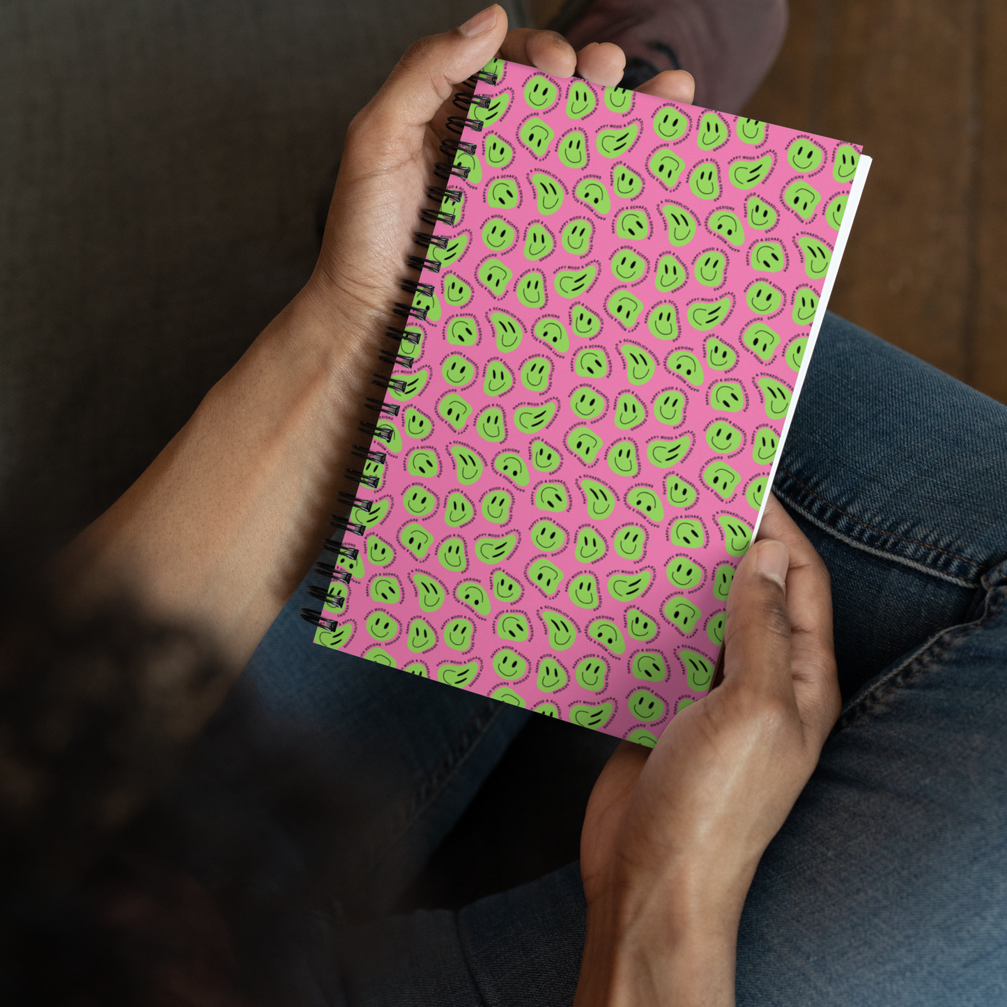 "HAPPY MOOD" Notizblock - pink/green