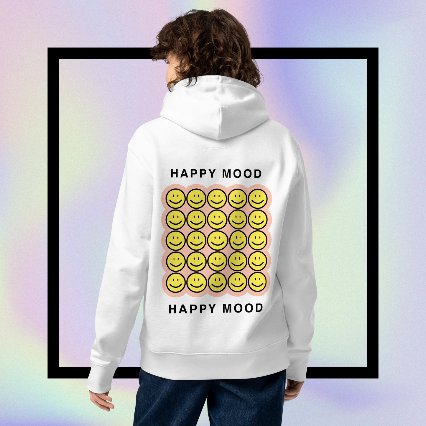 "HAPPY MOOD" Hoodie - white