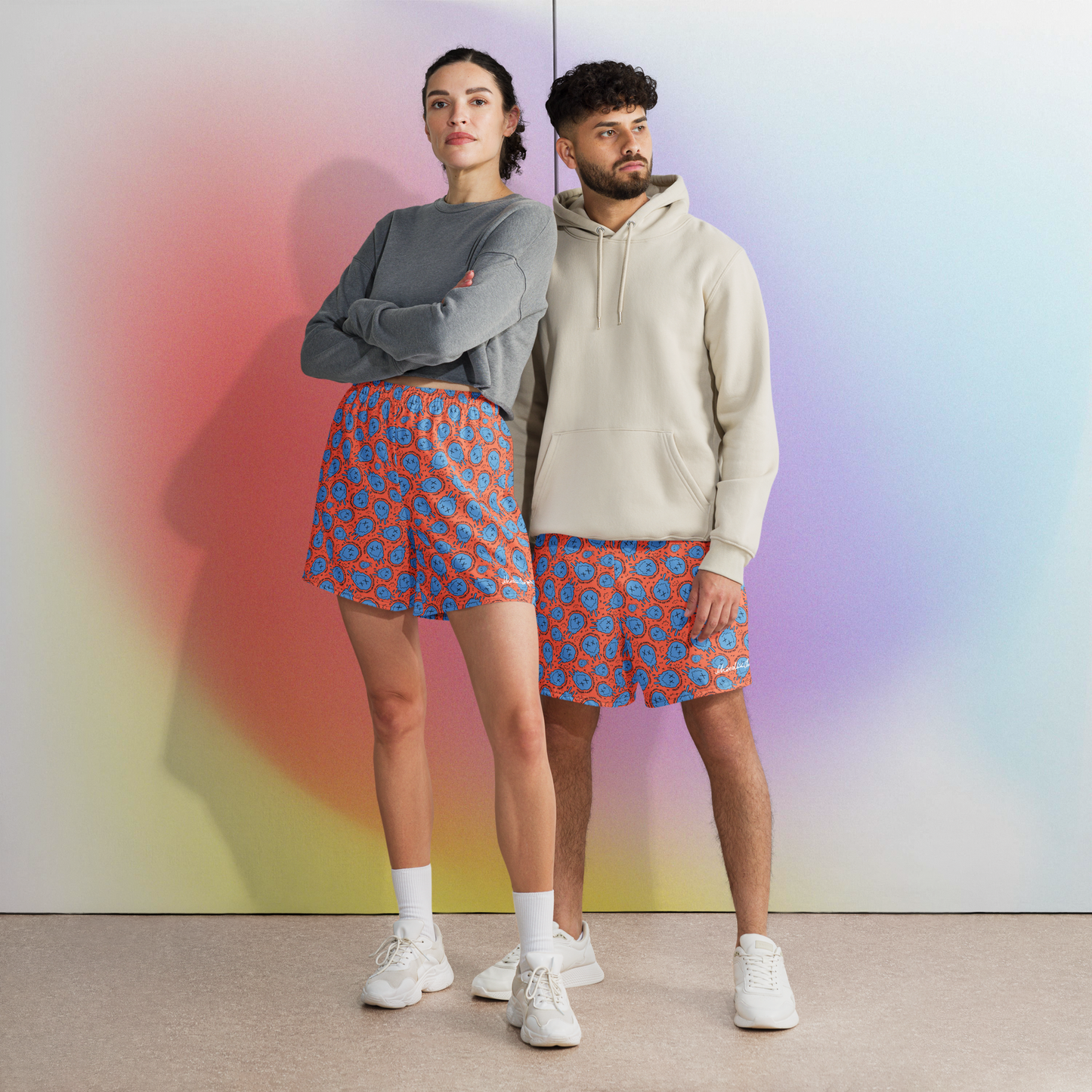 "HAPPY MOOD" Moody Shorts - red&blue