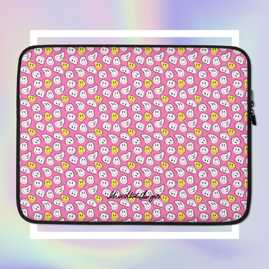"HAPPY MOOD" Laptop/Tablet-Tasche - pink/yellow/white