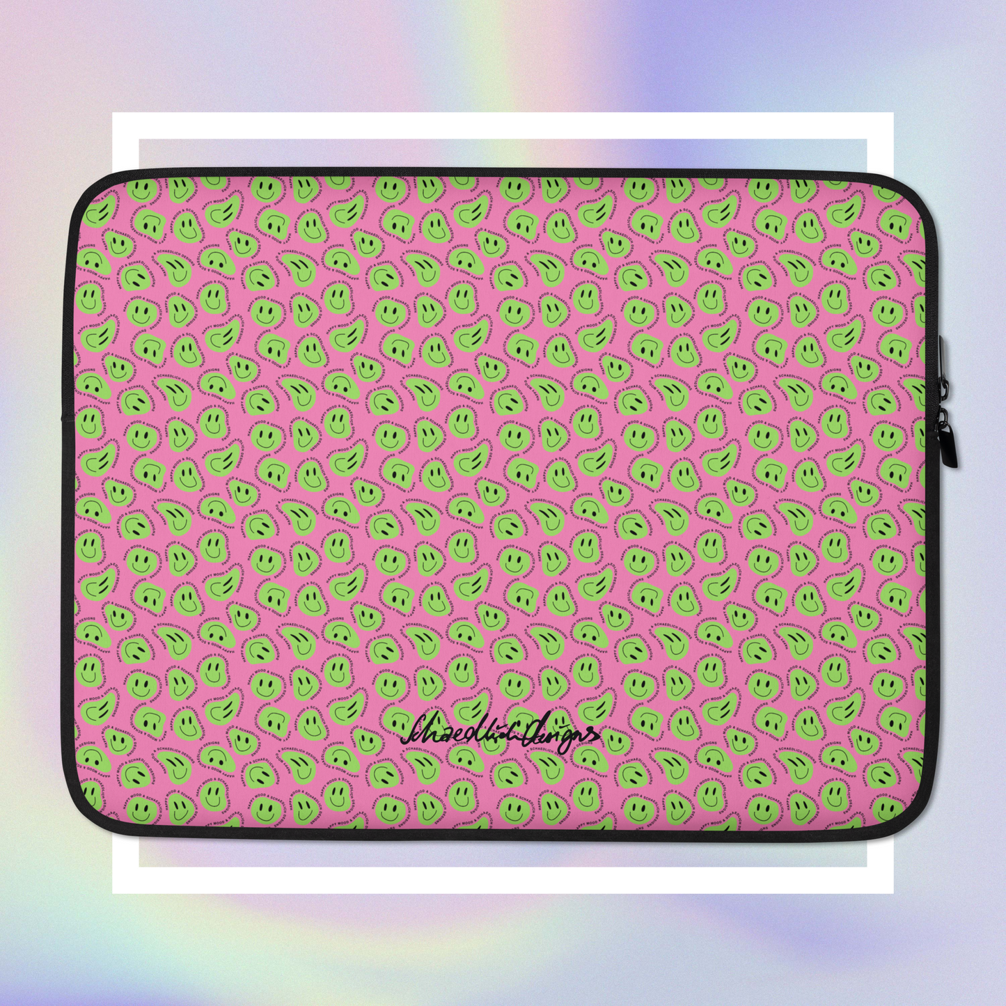 "HAPPY MOOD" Laptop/Tablet-Tasche - pink/green