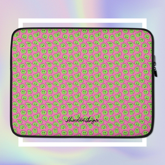 "HAPPY MOOD" Laptop/Tablet-Tasche - pink/green