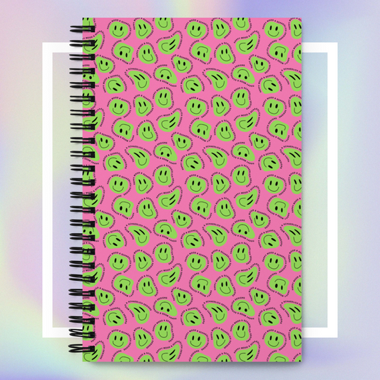"HAPPY MOOD" Notizblock - pink/green