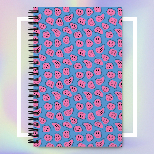 "HAPPY MOOD" Notizblock - blue/pink